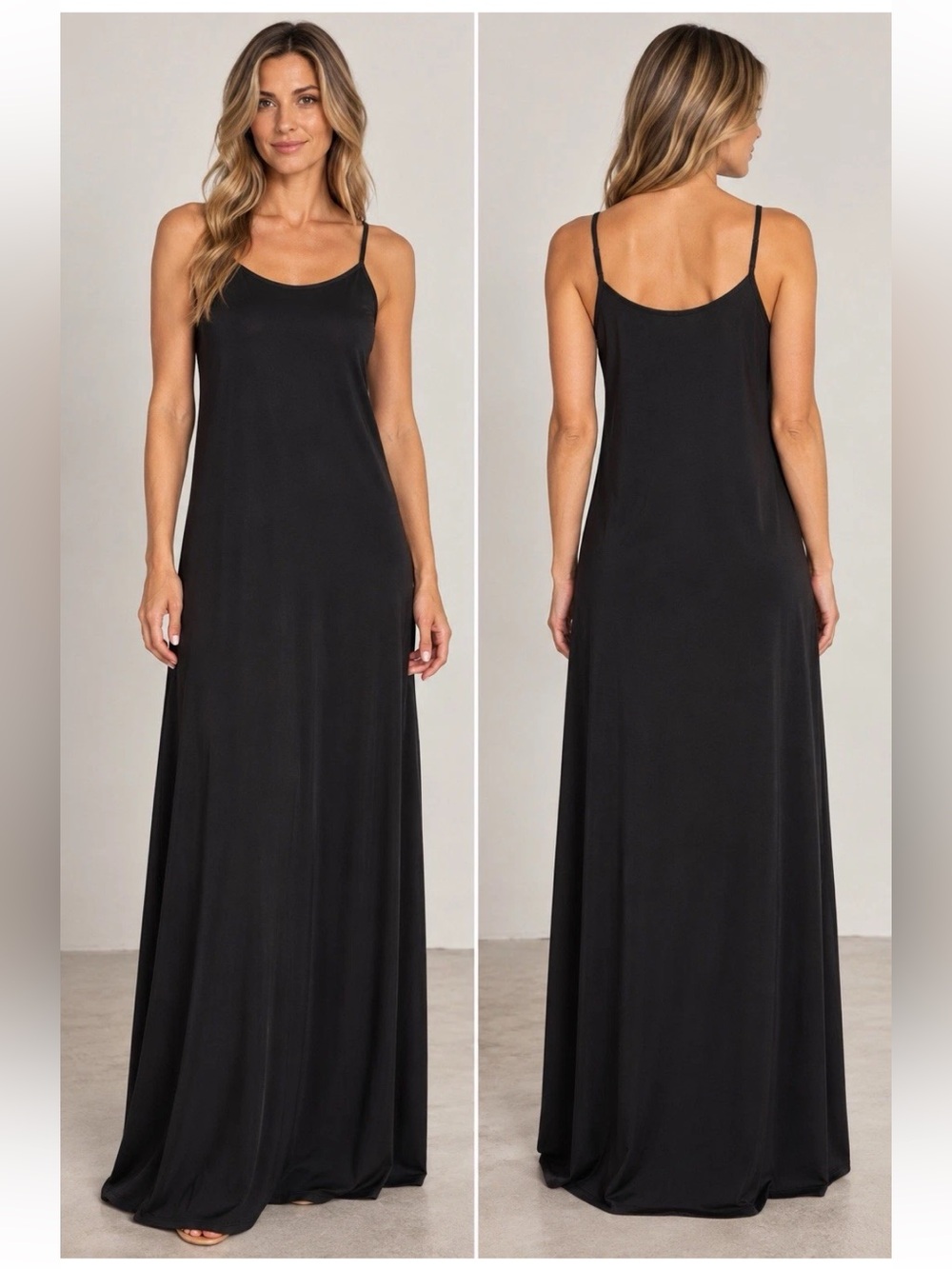 Jijil Couture Black Maxi Dress Size 38 US 2 Spaghetti Strap NWT $430 Designer